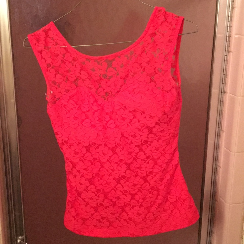 Red lace xoxo tang top